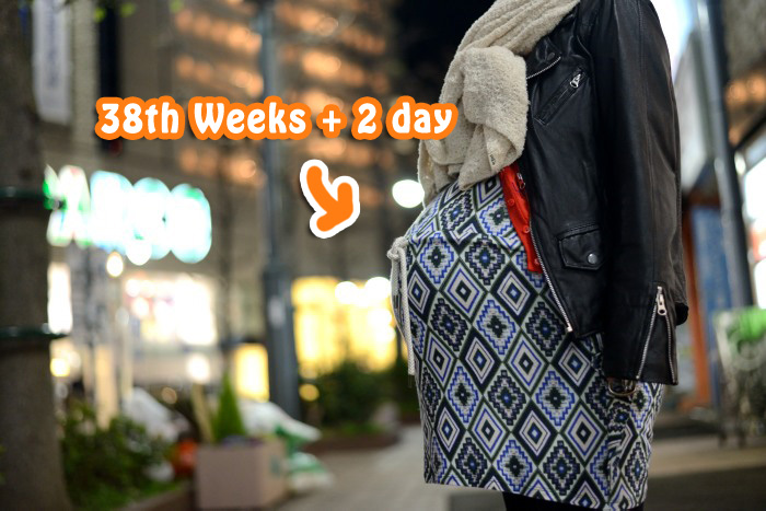 渋谷PARCO前 妊娠38週と2日のお腹。