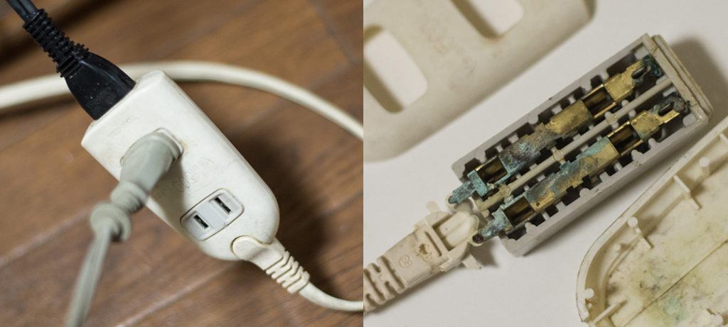 【分解レポート】台所の延長コード（電源タップ）からジジジジと異音。トラッキング現象の電気火災に注意！ パパやる