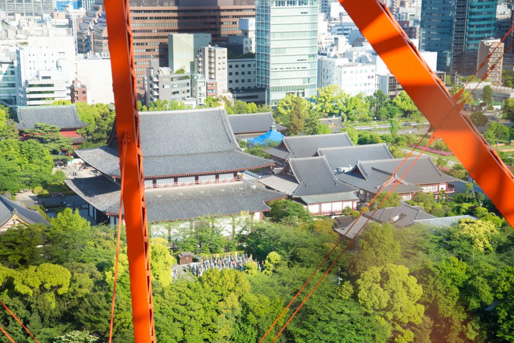 東京タワーの階段からの見晴らし（増上寺）