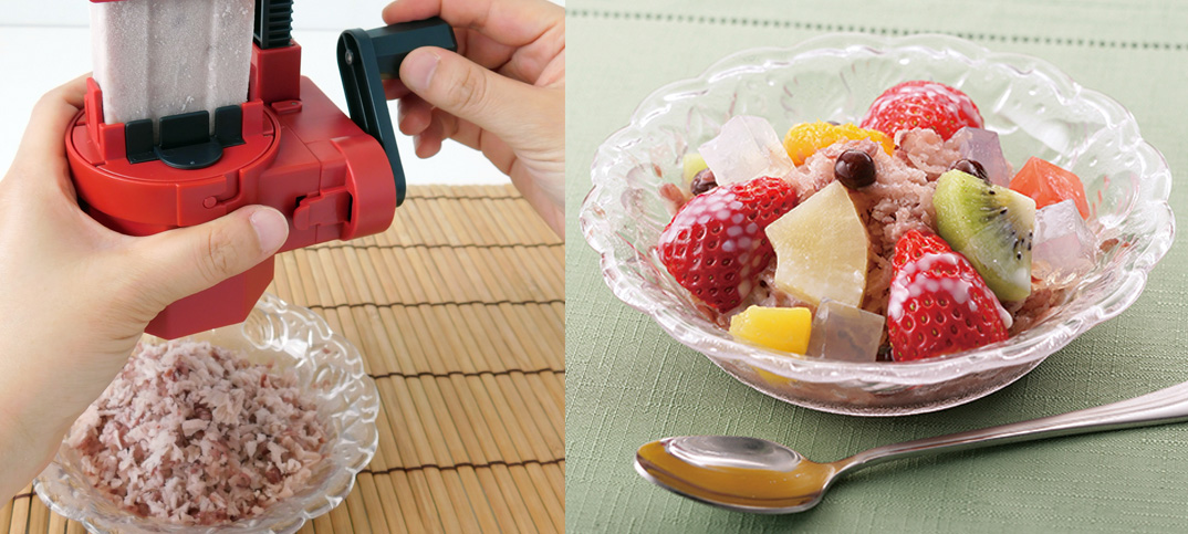 世界一固いアイスキャンデー「井村屋あずきバー」を、ふわっと食感のかき氷にして子供に食べさせらるマシン（2,800円）