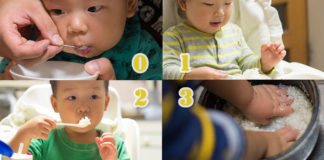0歳・1歳・2歳・3歳、ごはんを食べている鼓太郎の定点観測