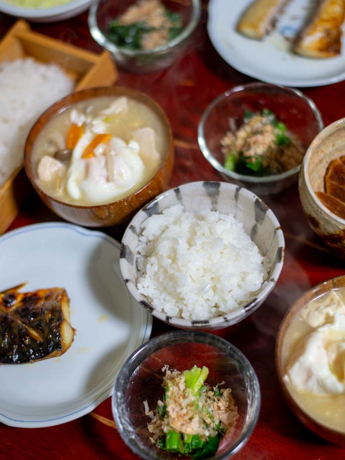 備蓄米のごはんとおかず