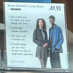 アメリカのUNIQLOのポップ Denim Overshirt